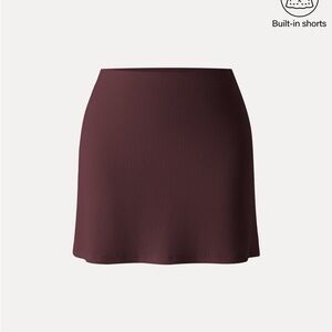 OGL Move Stretch Cotton Pointelle A-line Mini Skirt Built-in Shorts Burgundy S
